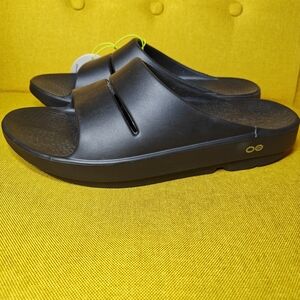 OOFOS OOahh Sport Flex Recovery Slide Black Sandal Slip On Comfy Women 12 Men 10